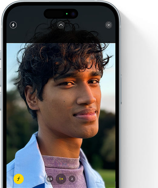 Ein iPhone 15 zeigt den Portrtmodus fr Fotos